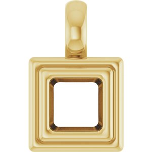10K Yellow Gold 4x4 mm Square Charm/Pendant Mounting – image 2