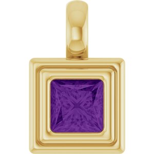 14K Yellow Gold Natural Amethyst Charm/Pendant