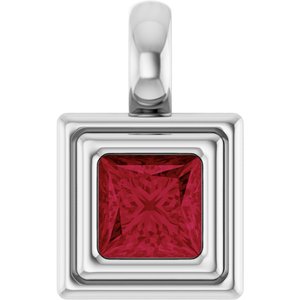 Platinum Lab-Grown Ruby Charm/Pendant