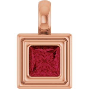 14K Rose Gold Lab-Grown Ruby Charm/Pendant