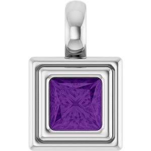 Sterling Silver Natural Amethyst Charm/Pendant