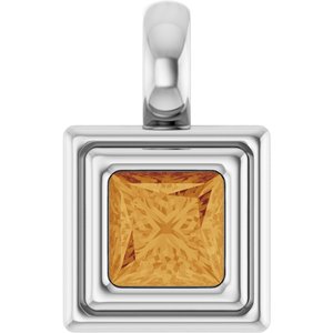 Platinum Natural Citrine Charm/Pendant