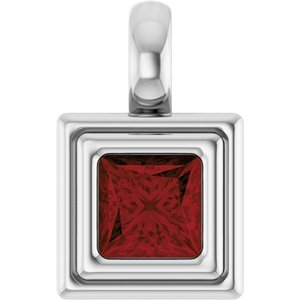 Platinum Natural Mozambique Garnet Charm/Pendant