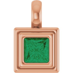 14K Rose Gold Natural Emerald Charm/Pendant