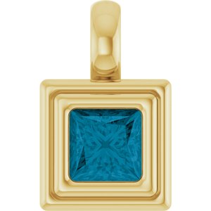 14K Yellow Gold Natural London Blue Topaz Charm/Pendant