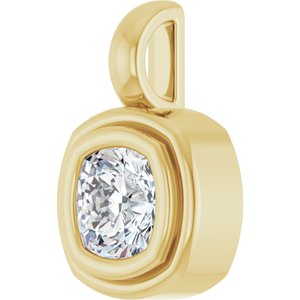 14K Yellow Gold 5x5 mm Cushion Charm/Pendant Mounting – image 3