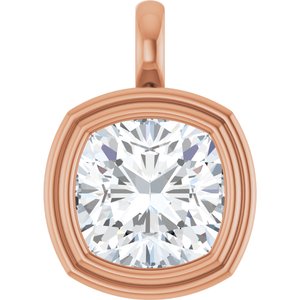 14K Rose Gold 12x12 mm Cushion Charm/Pendant Mounting