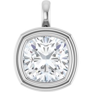 18K White Gold 12x12 mm Cushion Charm/Pendant Mounting