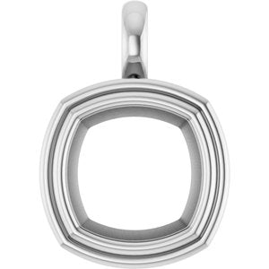 18K X1 White Gold 12x12 mm Cushion Charm/Pendant Mounting – image 2