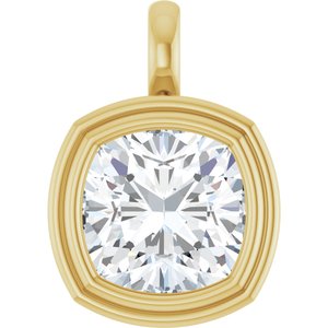 14K Yellow Gold 12x12 mm Cushion Charm/Pendant Mounting