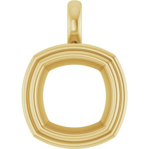 14K Yellow Gold 12x12 mm Cushion Charm/Pendant Mounting – image 2