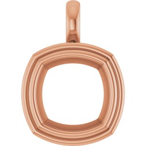 14K Rose Gold 12x12 mm Cushion Charm/Pendant Mounting – image 2