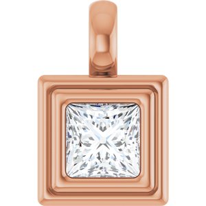 10K Rose Gold 4.5x4.5 mm Square Charm/Pendant Mounting