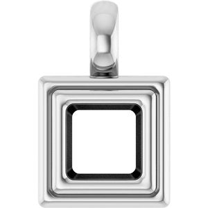 18K Palladium White Gold 4.5x4.5 mm Square Charm/Pendant Mounting – image 2