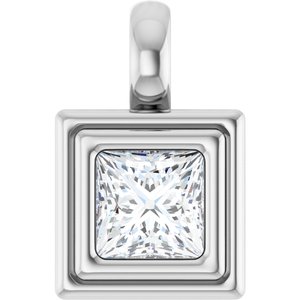 18K Palladium White Gold 4.5x4.5 mm Square Charm/Pendant Mounting