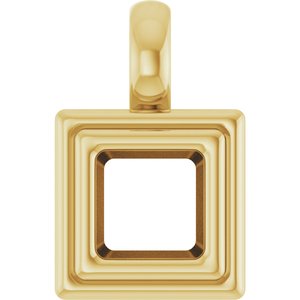 18K Yellow Gold 4.5x4.5 mm Square Charm/Pendant Mounting – image 2