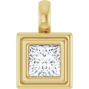 18K Yellow Gold 4.5x4.5 mm Square Charm/Pendant Mounting