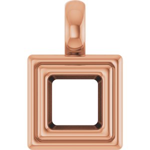 14K Rose Gold 4.5x4.5 mm Square Charm/Pendant Mounting – image 2