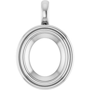 18K White Gold 13x11 mm Oval Charm/Pendant Mounting – image 2
