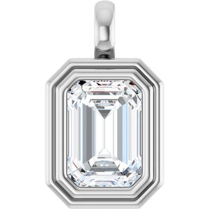 Continuum Sterling Silver 10x7 mm Emerald Charm/Pendant Mounting