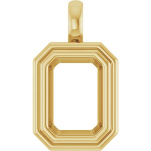 14K Yellow Gold 10x7 mm Emerald Charm/Pendant Mounting – image 2