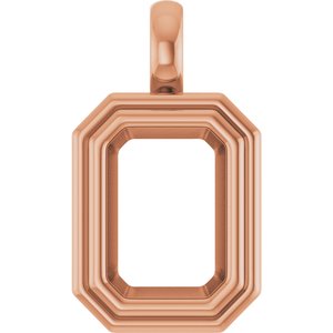 10K Rose Gold 10x7 mm Emerald Charm/Pendant Mounting – image 2