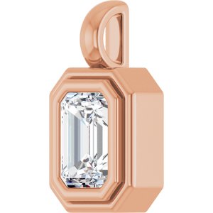 18K Rose Gold 6.5x4.5 mm Emerald Charm/Pendant Mounting – image 3