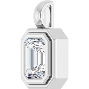 14K X1 White Gold 6.5x4.5 mm Emerald Charm/Pendant Mounting – image 3