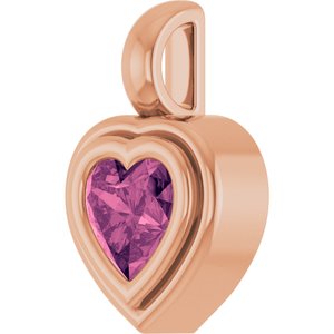 14K Rose Gold Natural Pink Tourmaline Charm/Pendant
