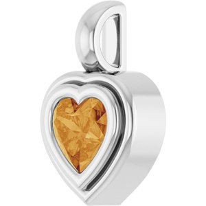 14K White Gold Natural Citrine Charm/Pendant – image 2