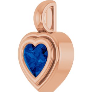 14K Rose Gold Natural Blue Sapphire Charm/Pendant