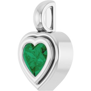 Sterling Silver Lab-Grown Emerald Charm/Pendant – image 2