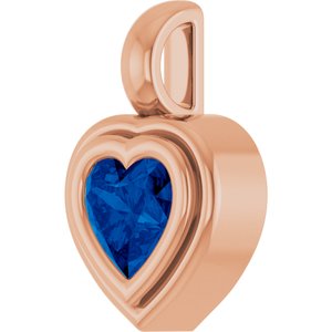 14K Rose Gold Lab-Grown Blue Sapphire Charm/Pendant – image 2