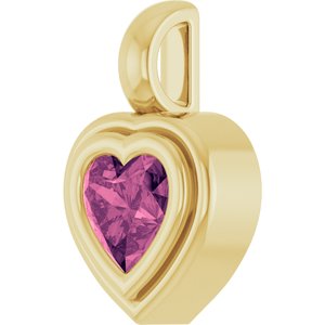 14K Yellow Gold Natural Pink Tourmaline Charm/Pendant – image 2