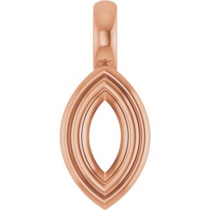 18K Rose Gold 6x3 mm Marquise Charm/Pendant Mounting – image 2