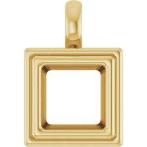 14K Yellow Gold 7.5x7.5 mm Square Charm/Pendant Mounting – image 2