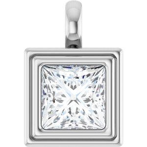 14K White Gold 7.5x7.5 mm Square Charm/Pendant Mounting