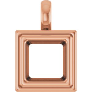 10K Rose Gold 7.5x7.5 mm Square Charm/Pendant Mounting – image 2
