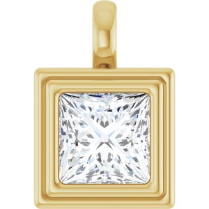 14K Yellow Gold 7.5x7.5 mm Square Charm/Pendant Mounting