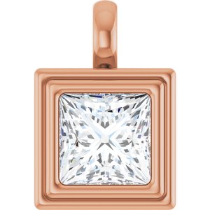 10K Rose Gold 7.5x7.5 mm Square Charm/Pendant Mounting