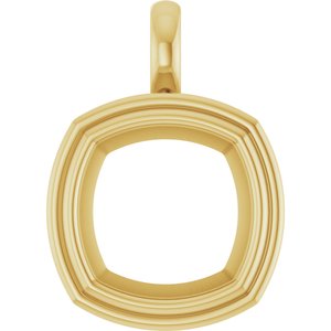18K Yellow Gold 14x14 mm Cushion Charm/Pendant Mounting – image 2