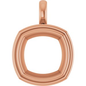 18K Rose Gold 14x14 mm Cushion Charm/Pendant Mounting – image 2