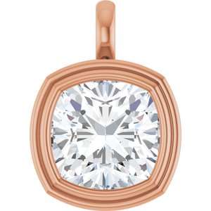 18K Rose Gold 14x14 mm Cushion Charm/Pendant Mounting