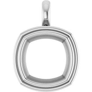 Platinum 14x14 mm Cushion Charm/Pendant Mounting – image 2