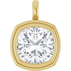 14K Yellow Gold 14x14 mm Cushion Charm/Pendant Mounting