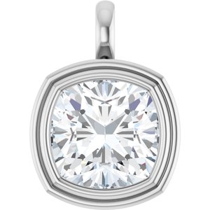 18K Palladium White Gold 14x14 mm Cushion Charm/Pendant Mounting