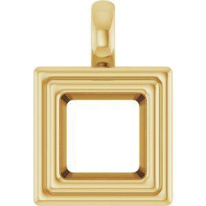18K Yellow Gold 7x7 mm Square Charm/Pendant Mounting – image 2