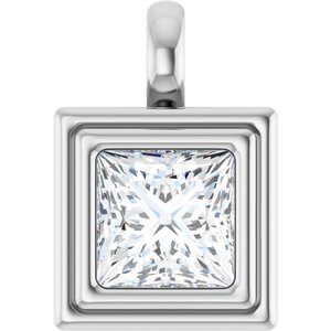 18K White Gold 7x7 mm Square Charm/Pendant Mounting