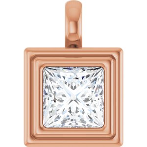 10K Rose Gold 7x7 mm Square Charm/Pendant Mounting