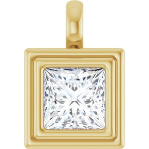 18K Yellow Gold 7x7 mm Square Charm/Pendant Mounting
